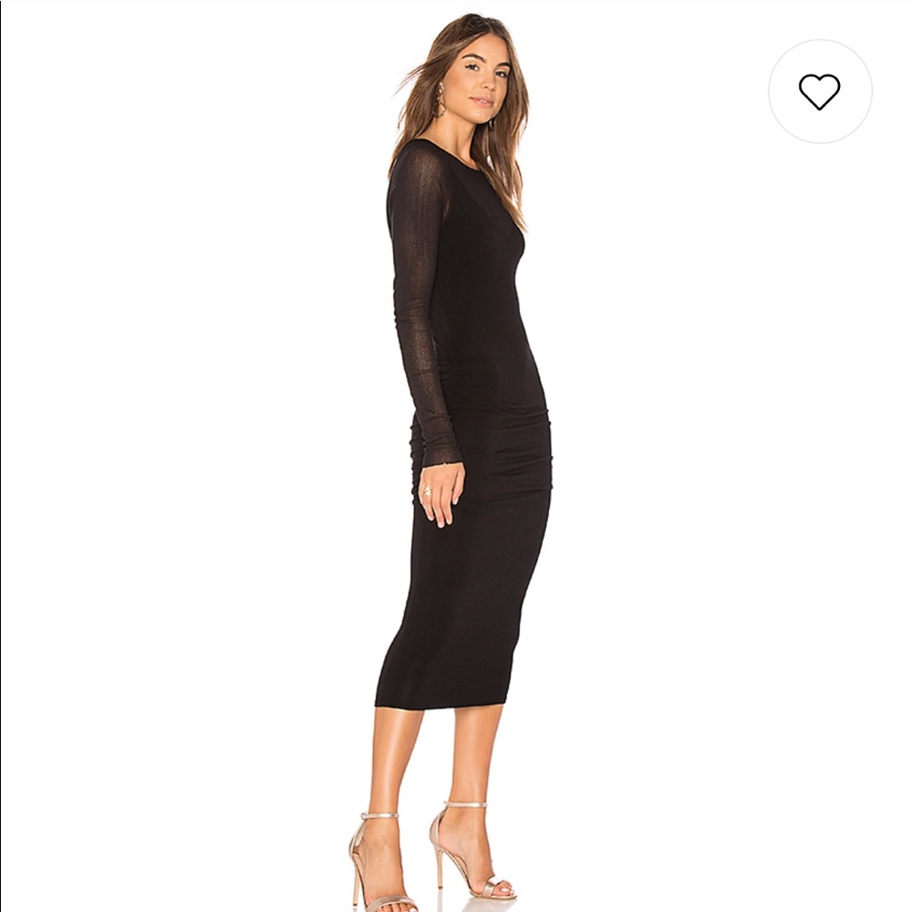 SOLD Michael Stars Ruched MIDI Dress w/mesh - Picture 2 of 4